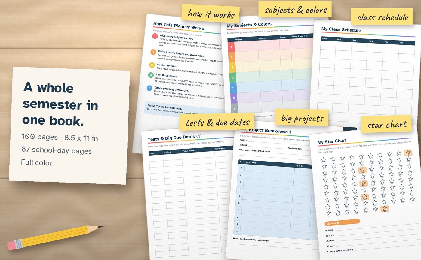 ADHD Homework Planner: inside the book, image 5