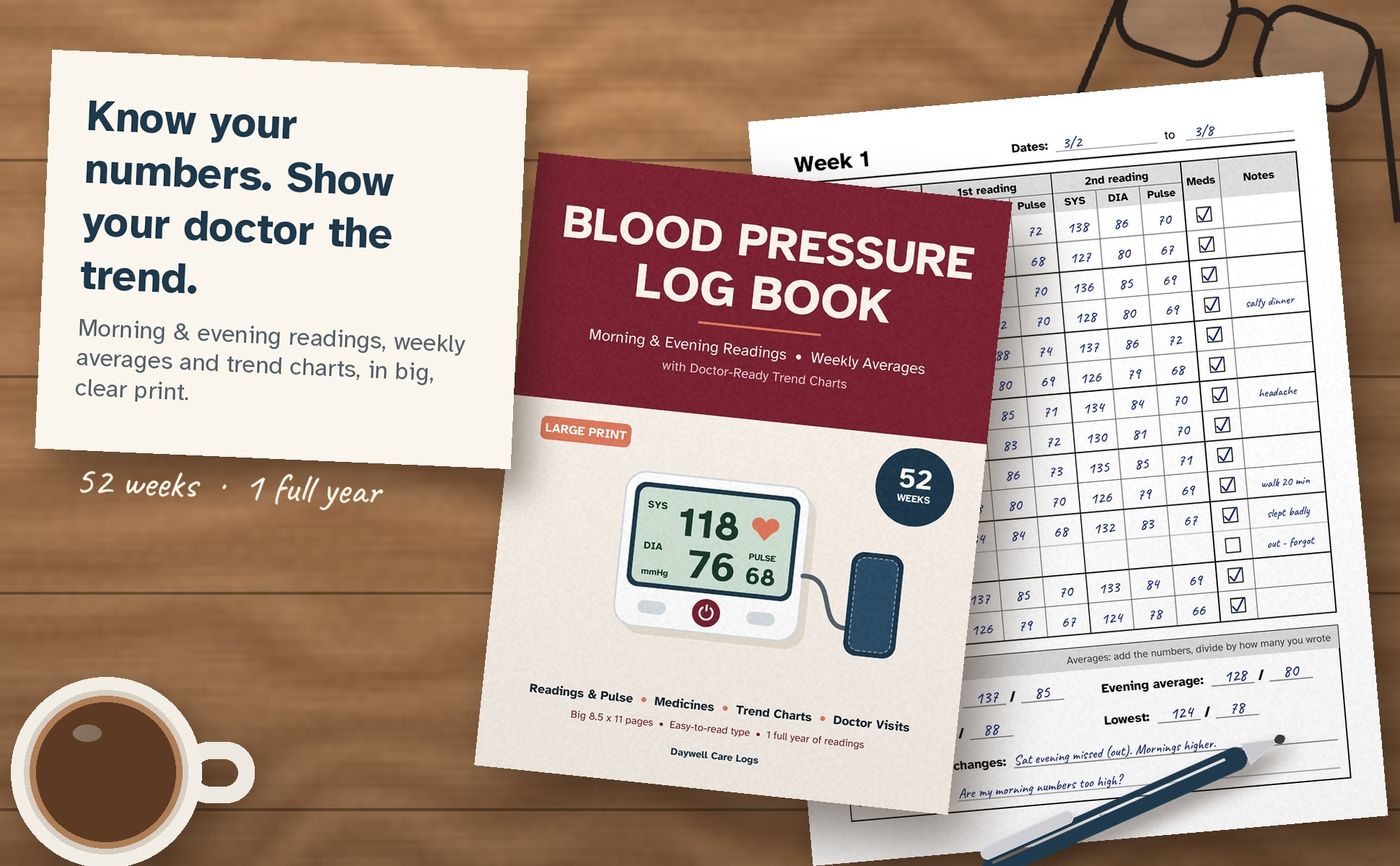 Blood Pressure Log Book: inside the book, image 1