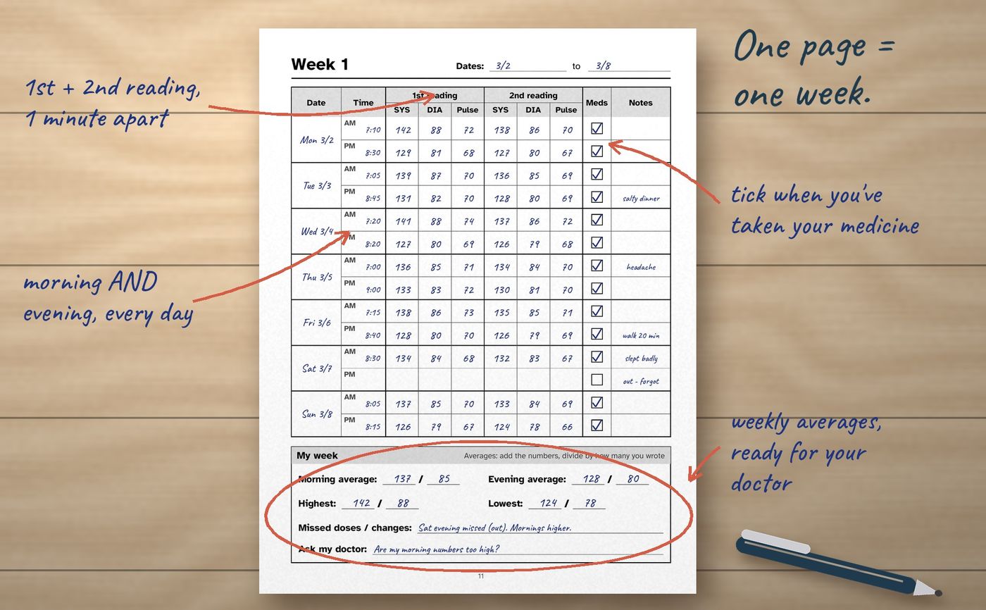 Blood Pressure Log Book: inside the book, image 2