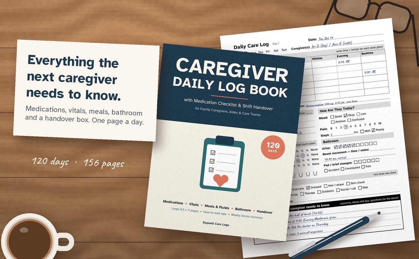 Caregiver Daily Log Book: inside the book, image 1