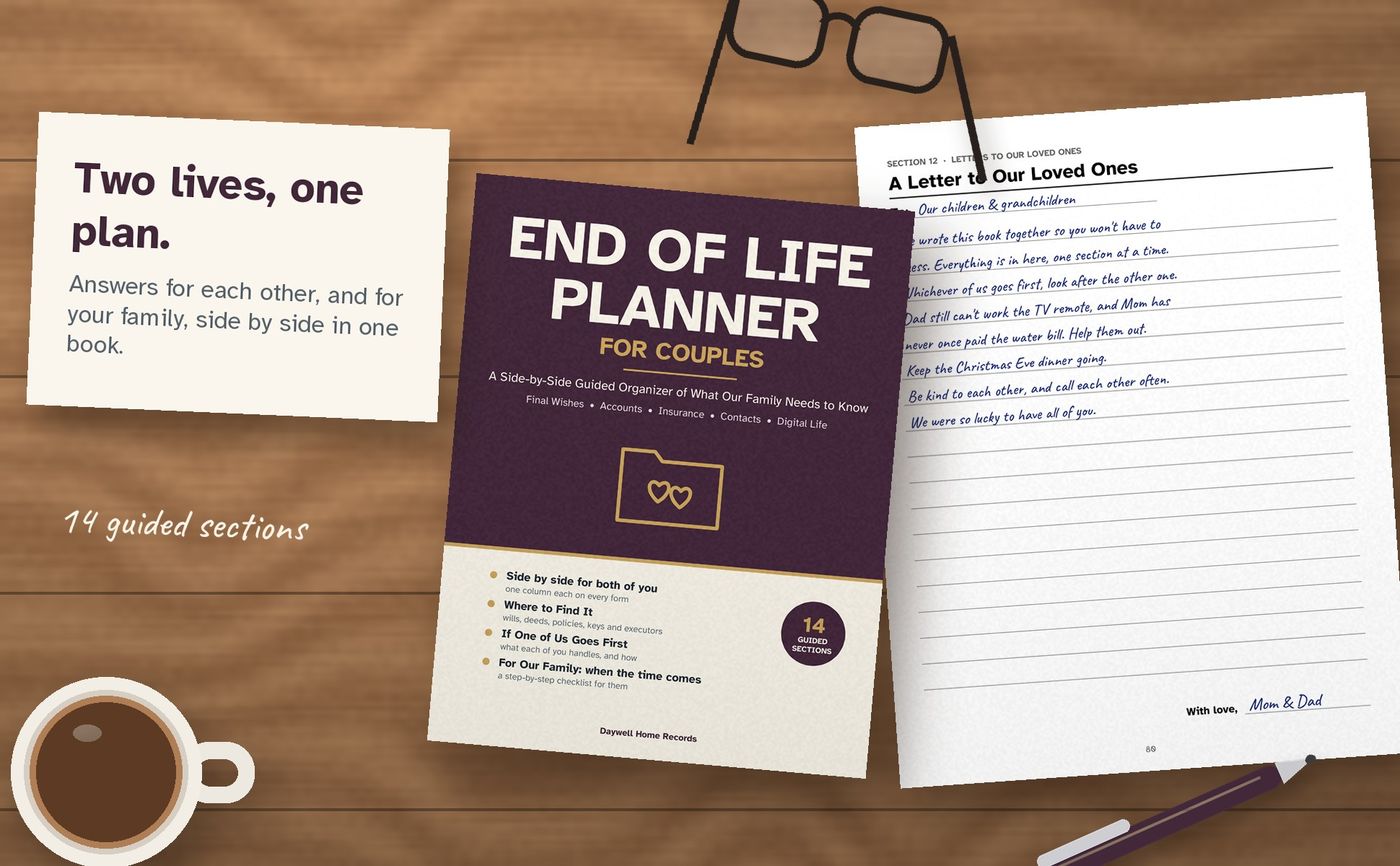End of Life Planner for Couples: inside the book, image 1