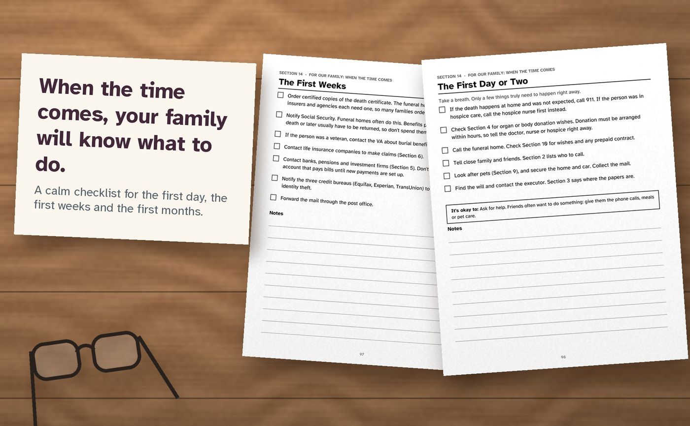 End of Life Planner for Couples: inside the book, image 4