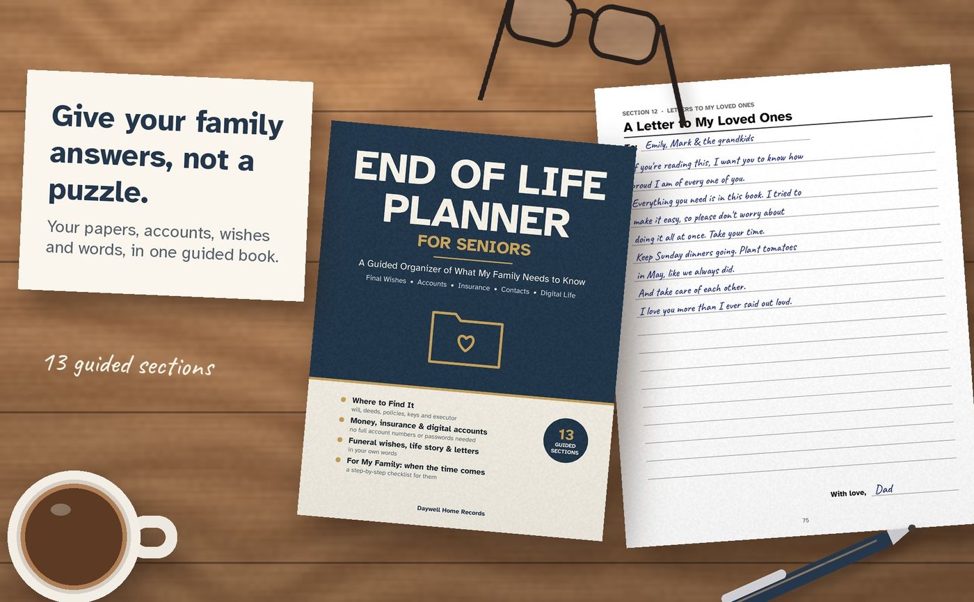 End of Life Planner for Seniors: inside the book, image 1