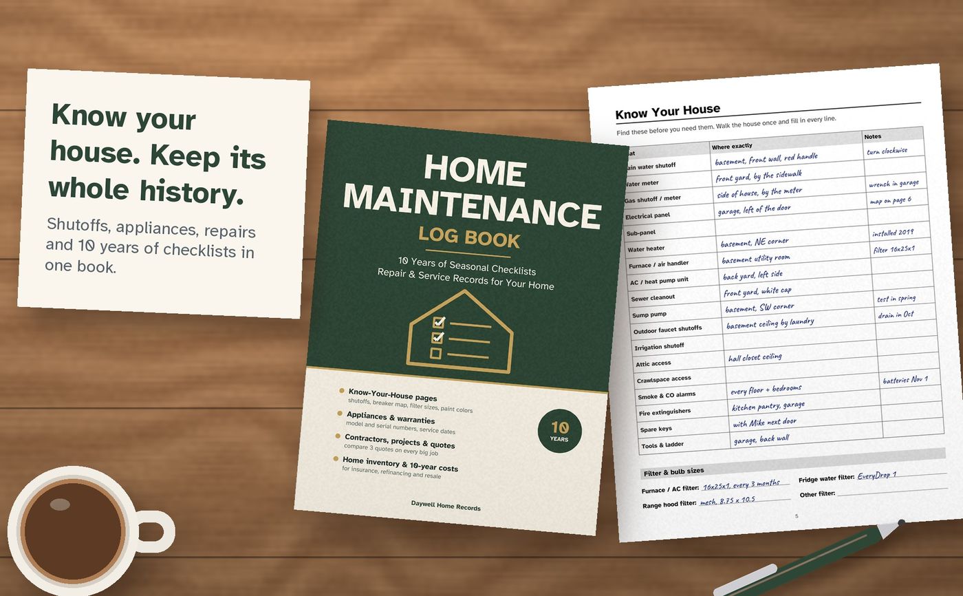 Home Maintenance Log Book: inside the book, image 1