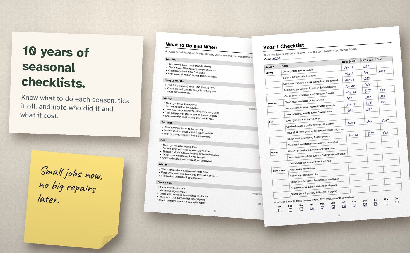 Home Maintenance Log Book: inside the book, image 3