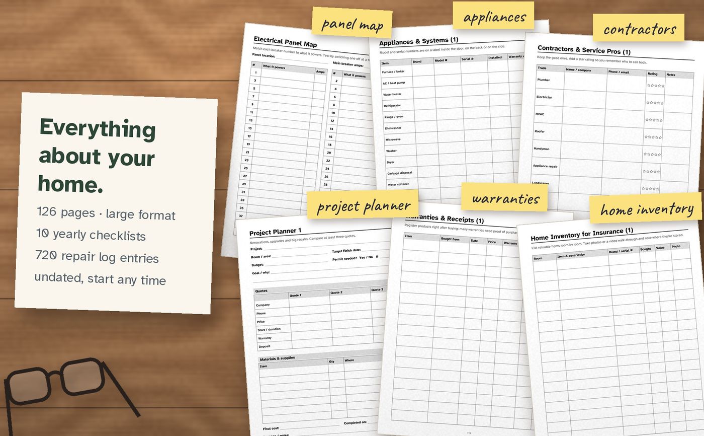 Home Maintenance Log Book: inside the book, image 5