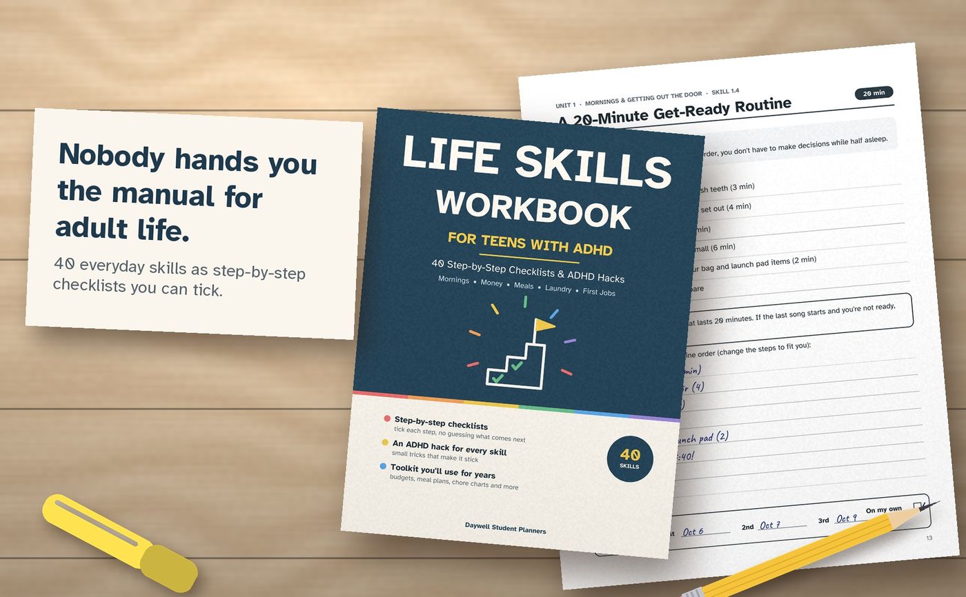 Life Skills Workbook for Teens with ADHD: inside the book, image 1